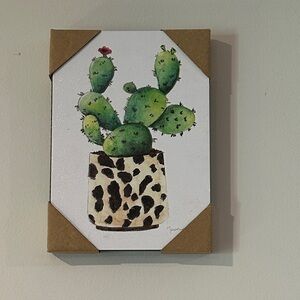 Cactus Canvas with Leopard Print Pot